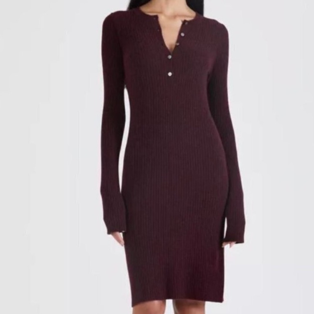 ATM ANTHONY THOMAS MELLILO burgundy ribbed sweater dress